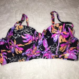 Purple/Black Flowered Push-Up Bathing Suit